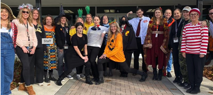 Staff are dressed up for Halloween